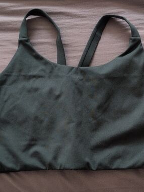 girlfriend collective deep green seamless sports bra